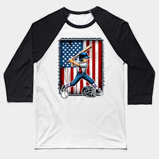 American Flag Baseball Shirt Kids Boy Men Patriotic Baseball T-Shirt